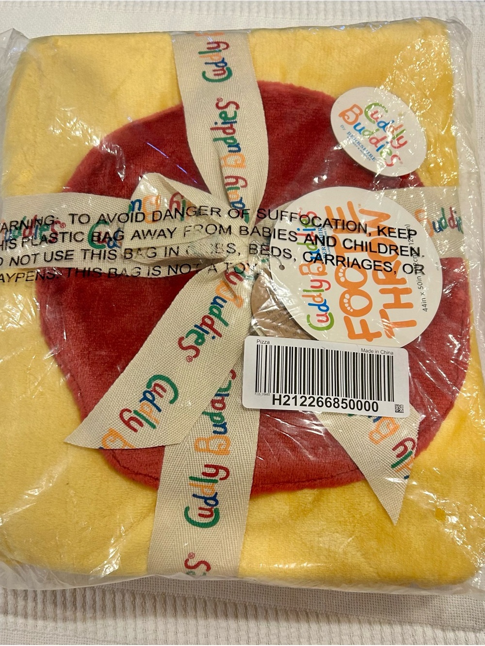 Berkshire Yellow Plush Throw Blanket with Red Food Motif